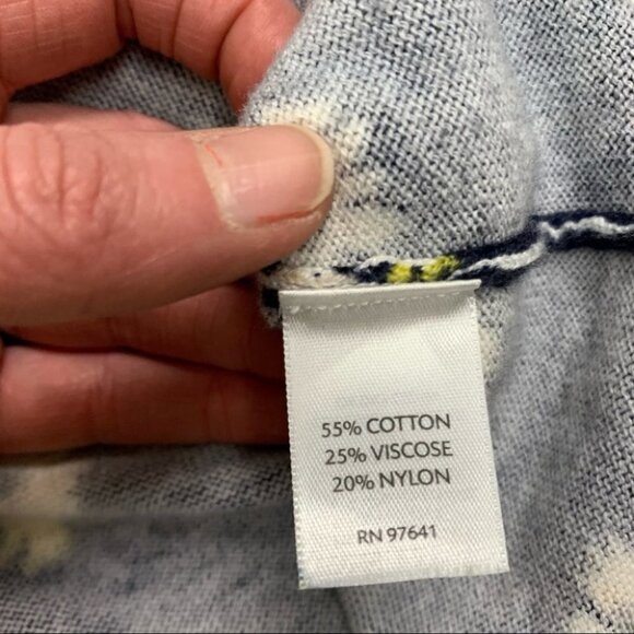 J.Jill Navy Blue with White Daisy Tunic Sweater L - Picture 4 of 5